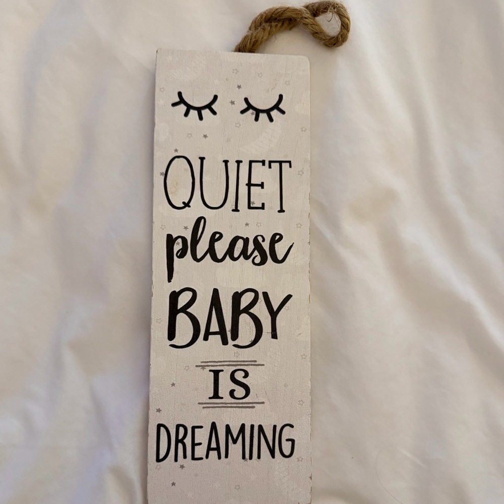 Rae Dunn Quiet Please Baby Sign - Black and White